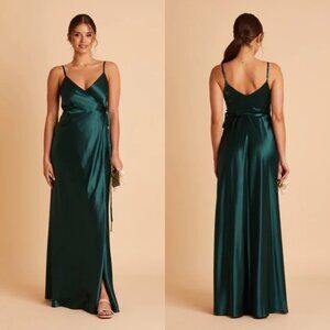 Birdy Grey Cindy Shiny Satin Emerald Bridesmaid Maxi Dress Formal NWT
